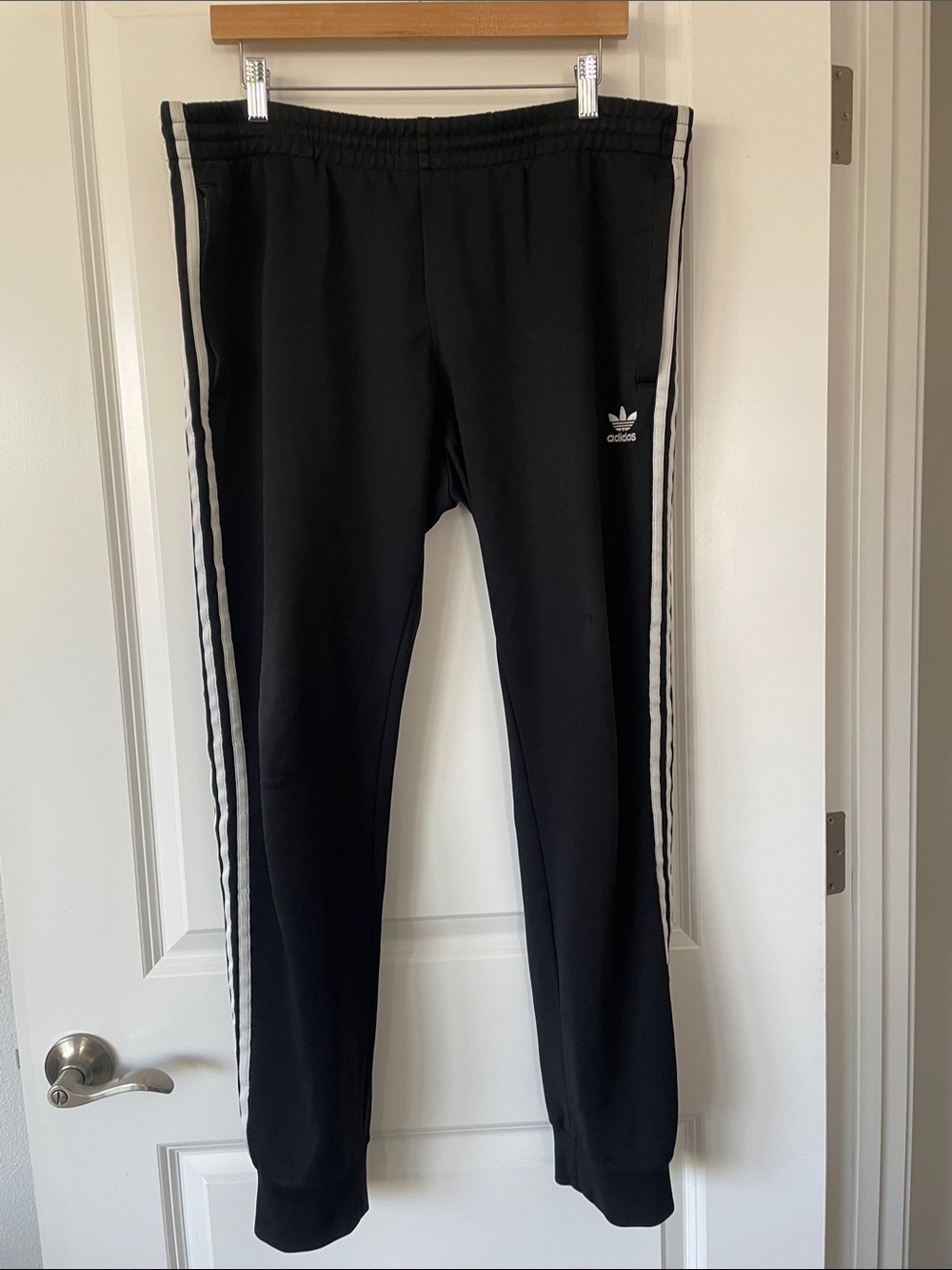 adidas Black Joggers with White Three-Stripe Detailing